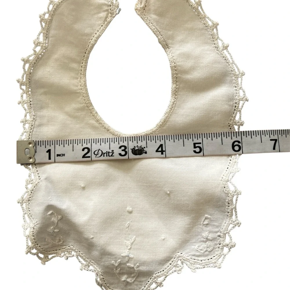 Heirloom Embroidered Lace-Trim Baby Bib